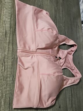 Blush Pink Front-Zip Sports Bra